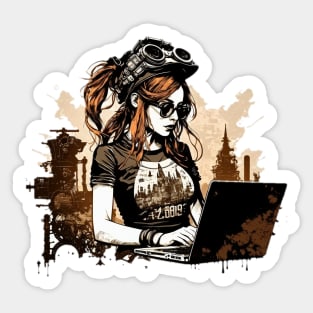 Steampunk Coder - 2 - A fusion of old and new technology Sticker